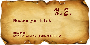 Neuburger Elek névjegykártya